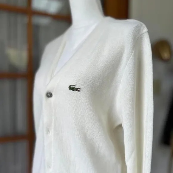 Vintage Lacoste White Cardigan Size M excellent condition - Picture 3 of 5